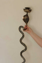 Pair of Egyptian Revival Style Engraved Brass Cobra Sconces