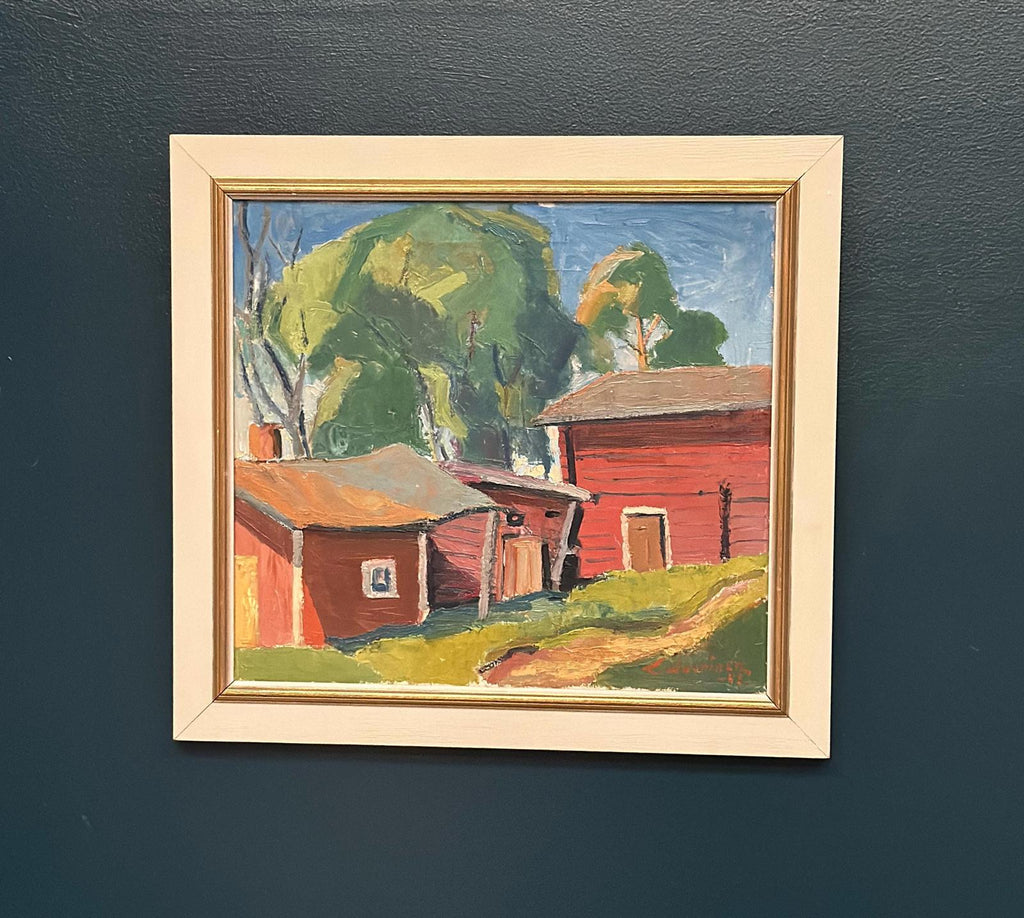 “Red Barns” by L. Wuariner