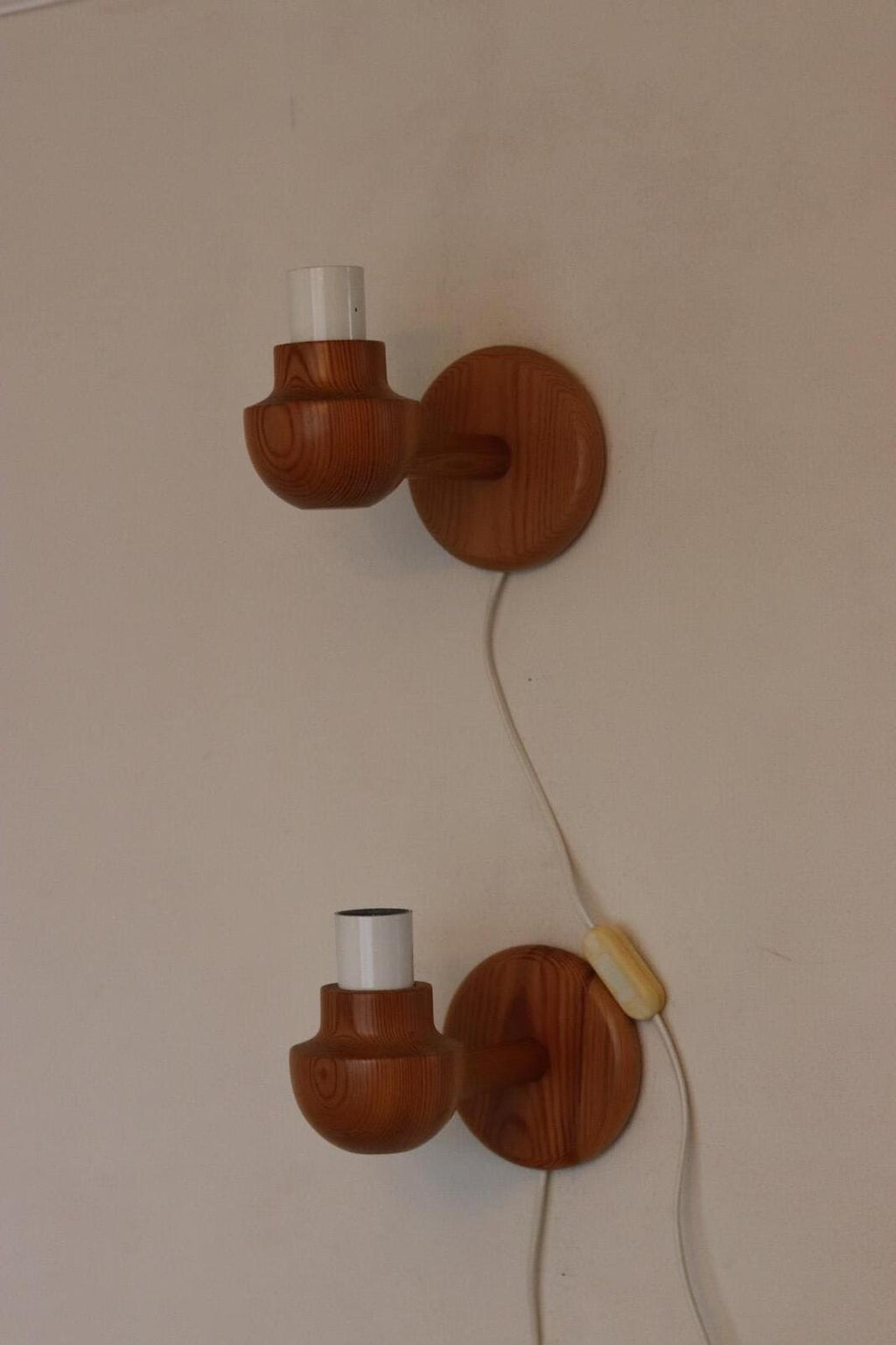Pair of Vintage Wall Lamps by Ikea – Pine Wood Lamps
