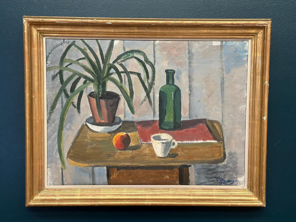 “Potted Plant and Green Bottle” by Åke Winnberg