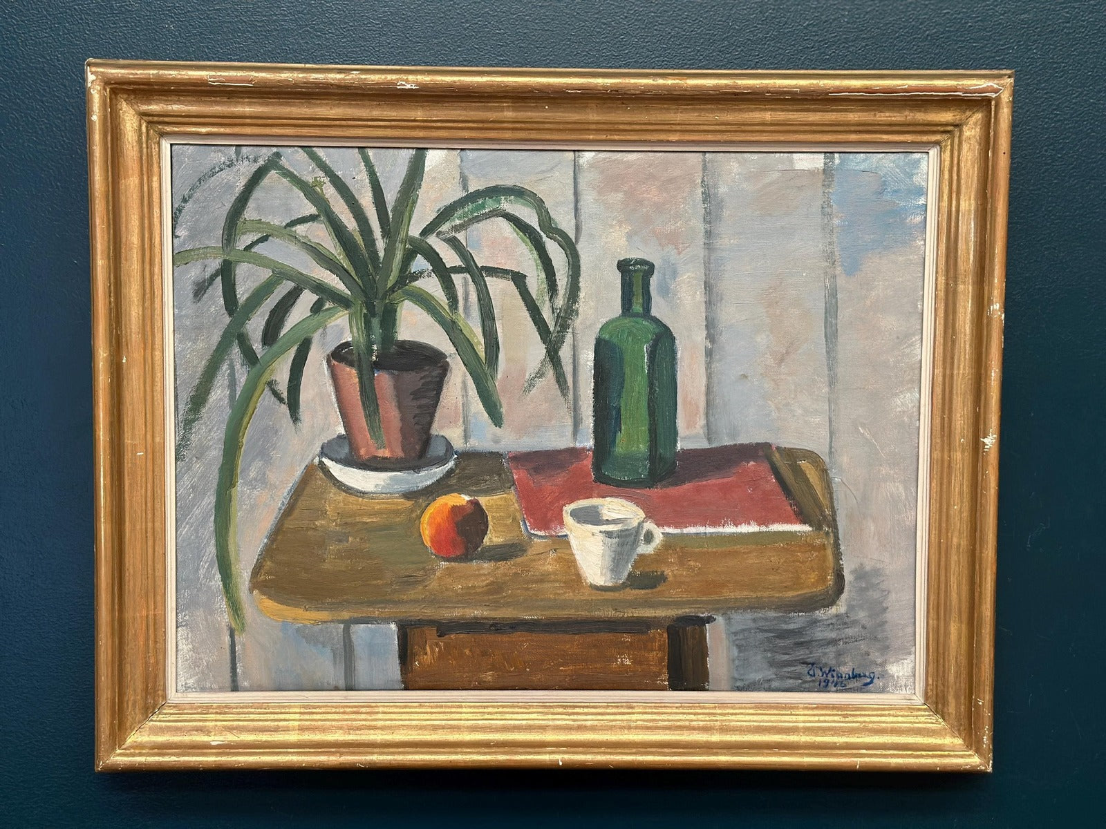 “Potted Plant and Green Bottle” by Åke Winnberg
