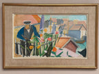 “Figure by a Fence with Flowers” by Carl Gunne