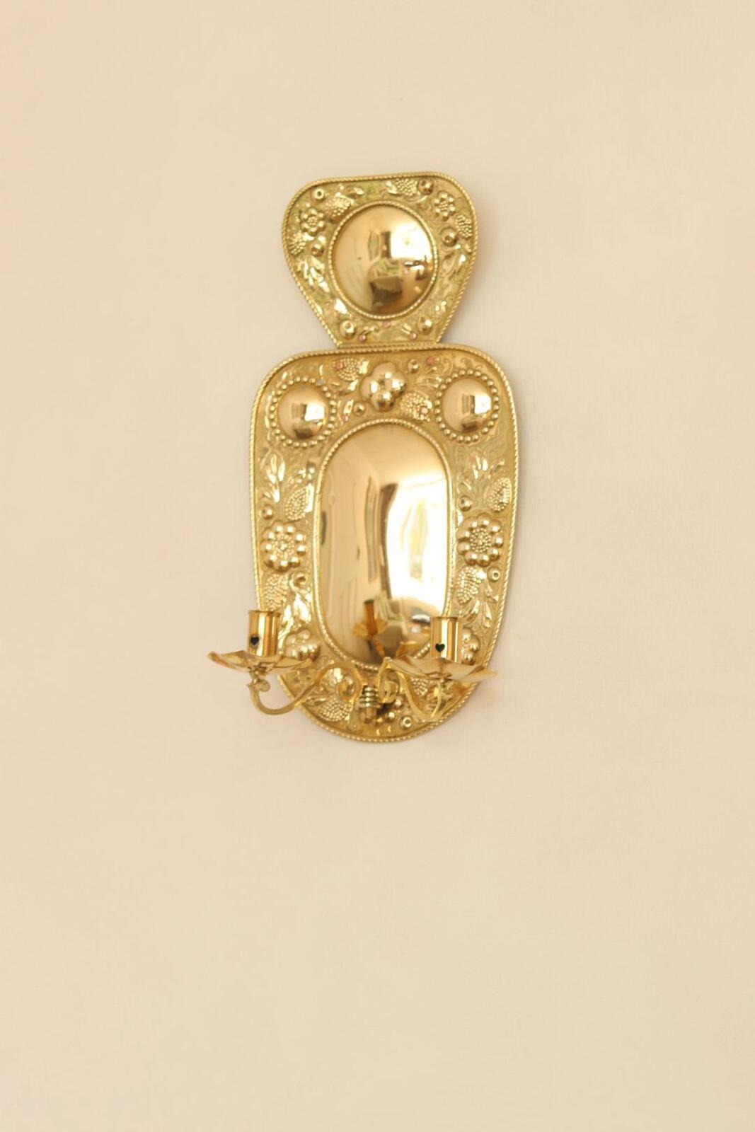 Baroque Style  Mid-Century Brass Swedish Sconces