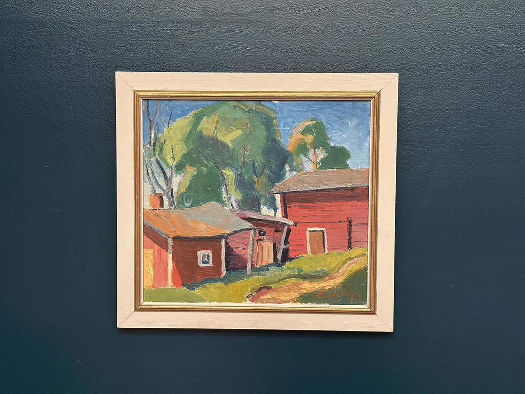 “Red Barns” by L. Wuariner