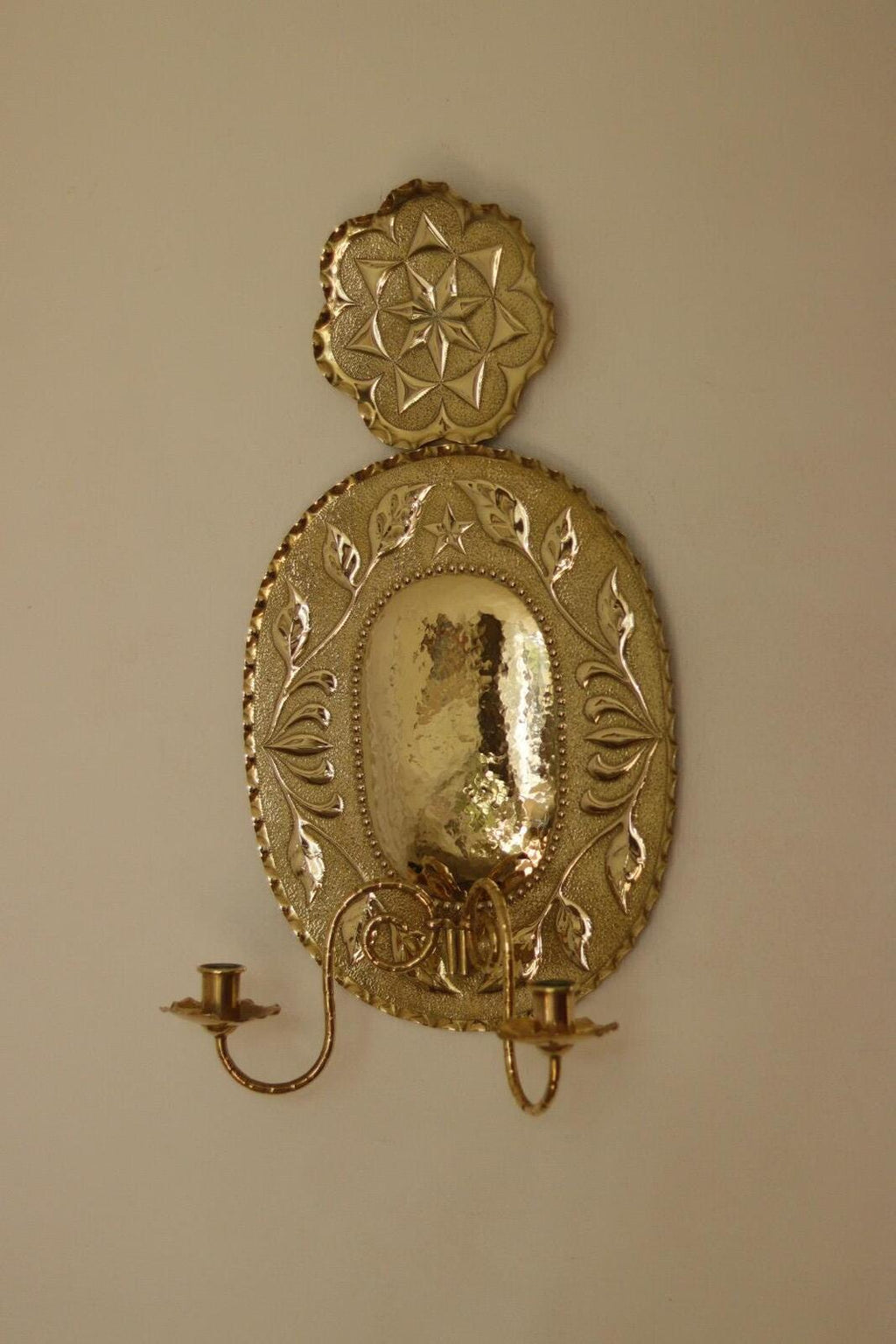 1945's Pair Of Mid Century Swedish Brass Sconces Double Arm