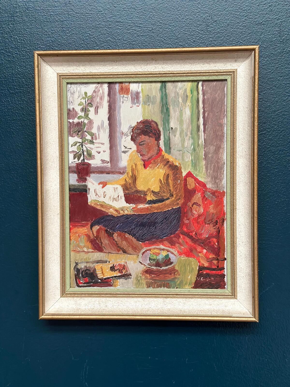 “Woman Reading Book” by Einar Emland (1916–1994)