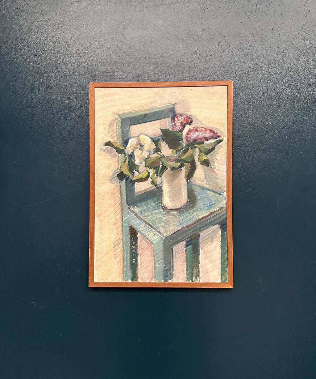 “Flowers in Vase on Chair” by Napoleon Frank