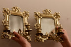 Single Antique Swedish Brass Sconce with Mirror