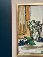 Original Swedish Oil on Canvas – “Still Life with Flowers and Grapes” by Aldo Altomare – Vintage & Framed – 64 × 46 cm (25.2" × 18.1")
