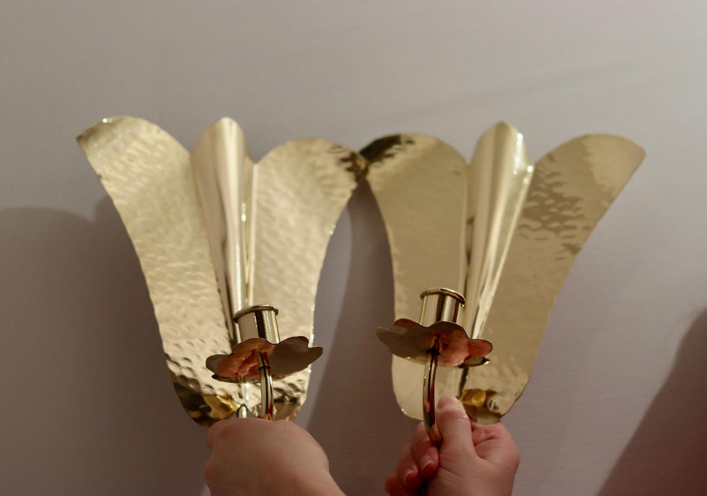 Pair of Mid-Century Brass Swedish Sconces