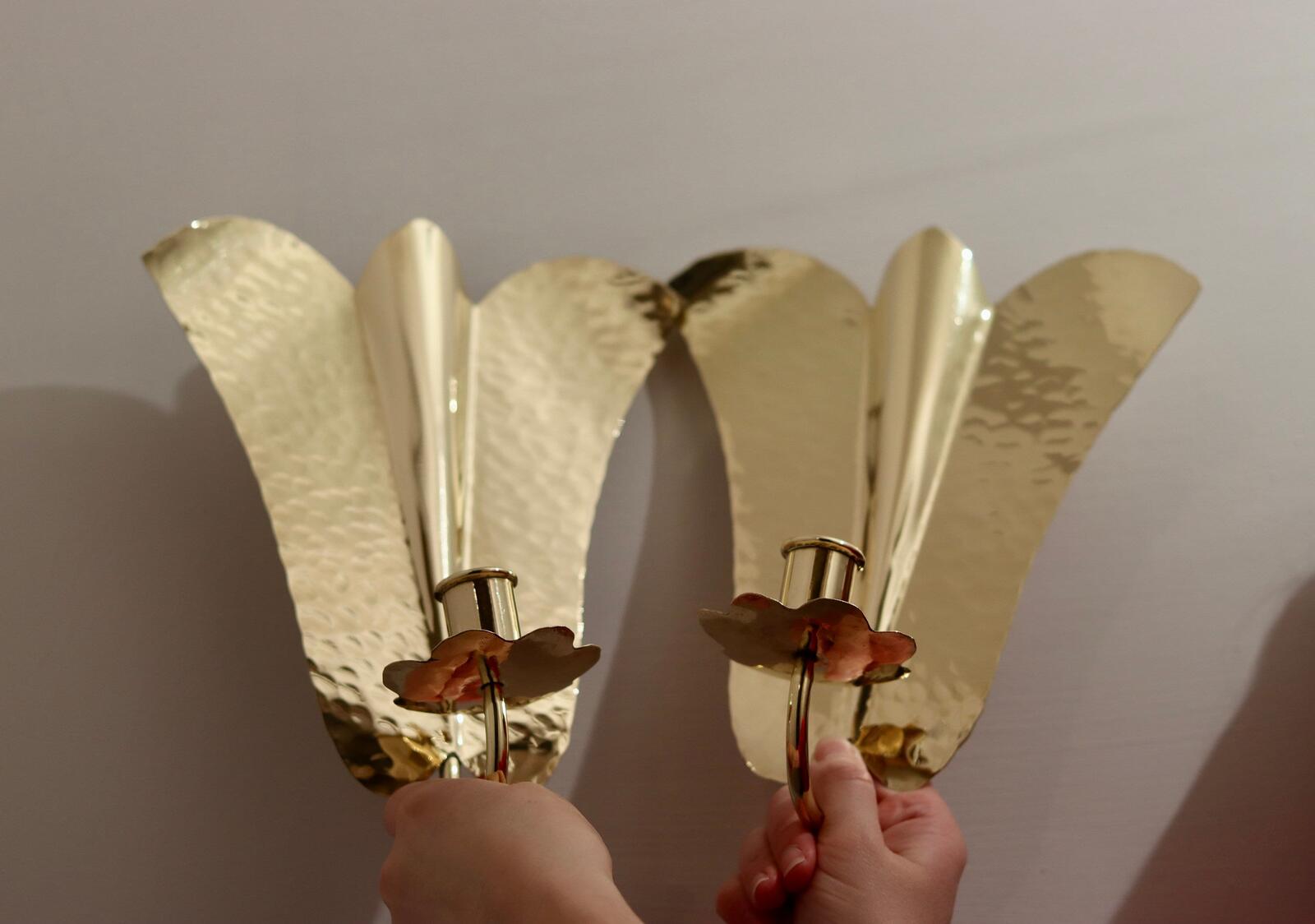 Pair of Mid-Century Brass Swedish Sconces