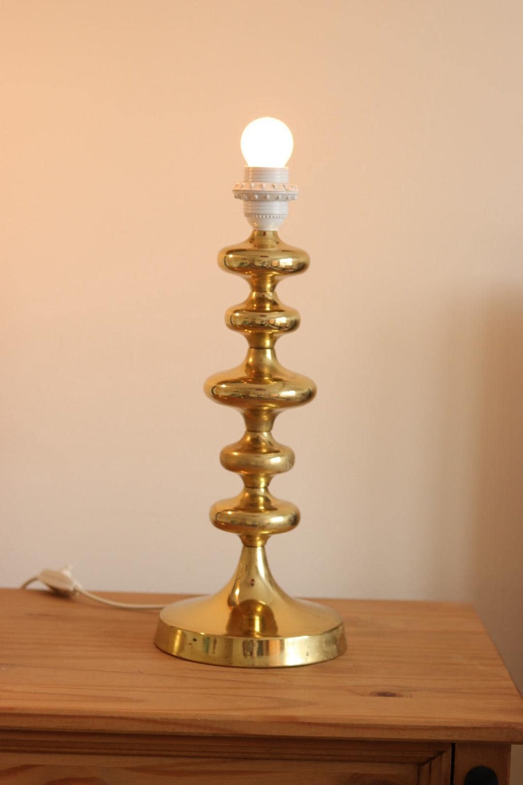 Pair of Swedish Brass Bobbin Table lamp