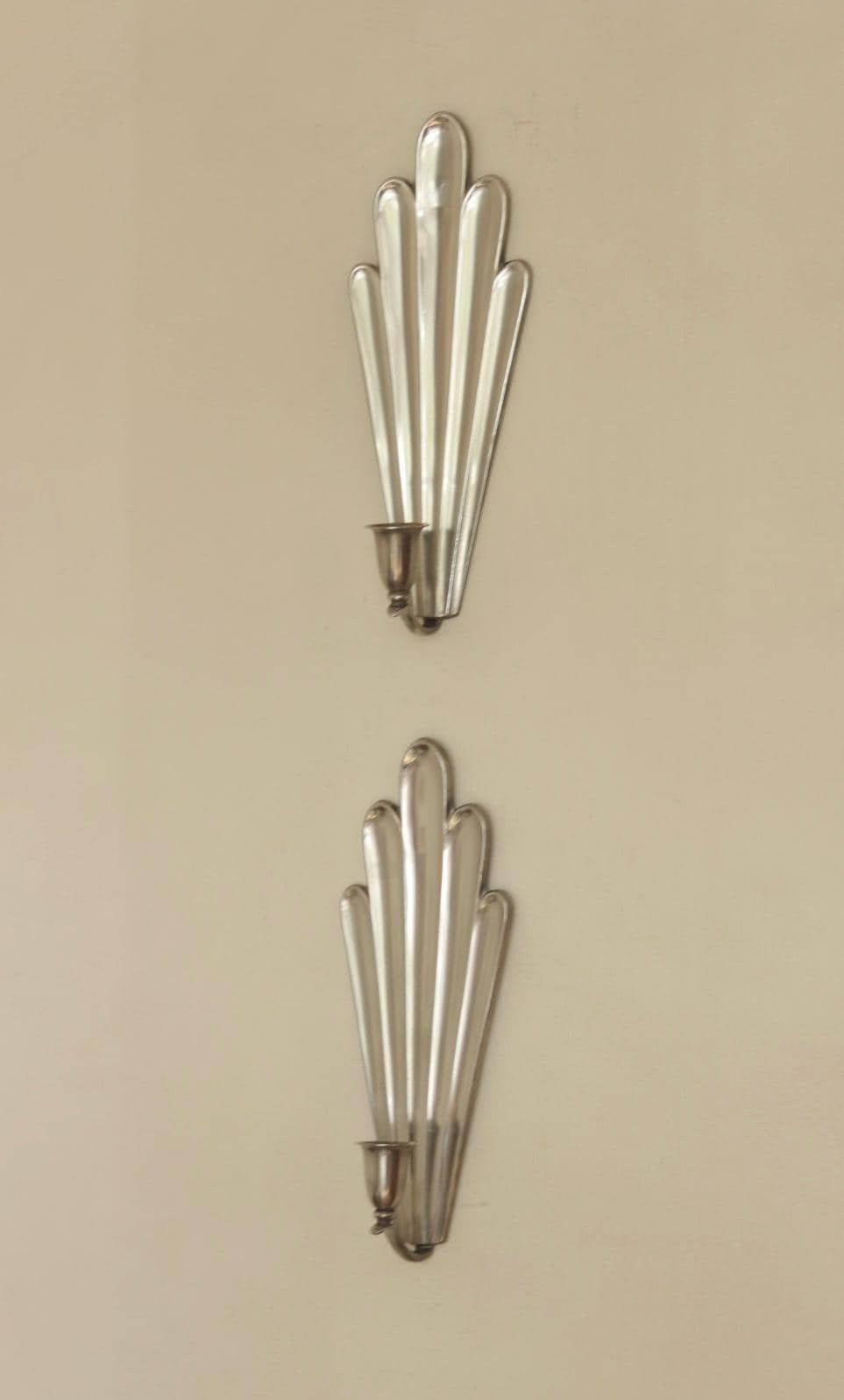 1930's Pair Of Mid Century Swedish Grace Style Pewter Sconces by C.G. Hallberg, Stockholm