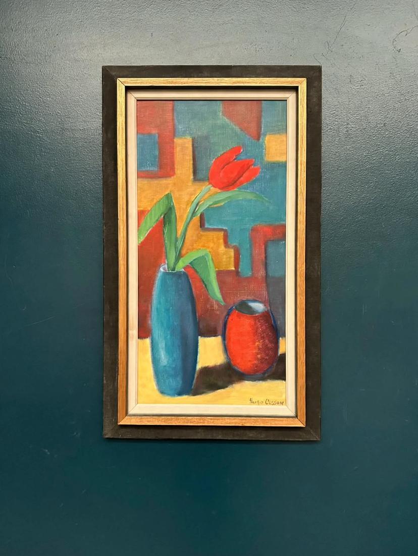“Tulips in Blue Vase” by Hugo Olsson