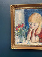 “Girl in Thought with Tulips” by Alf Forslund