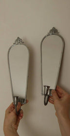 Pair of Mid Century Swedish Pewter Sconces with Mirror By Svenskt - Tenn