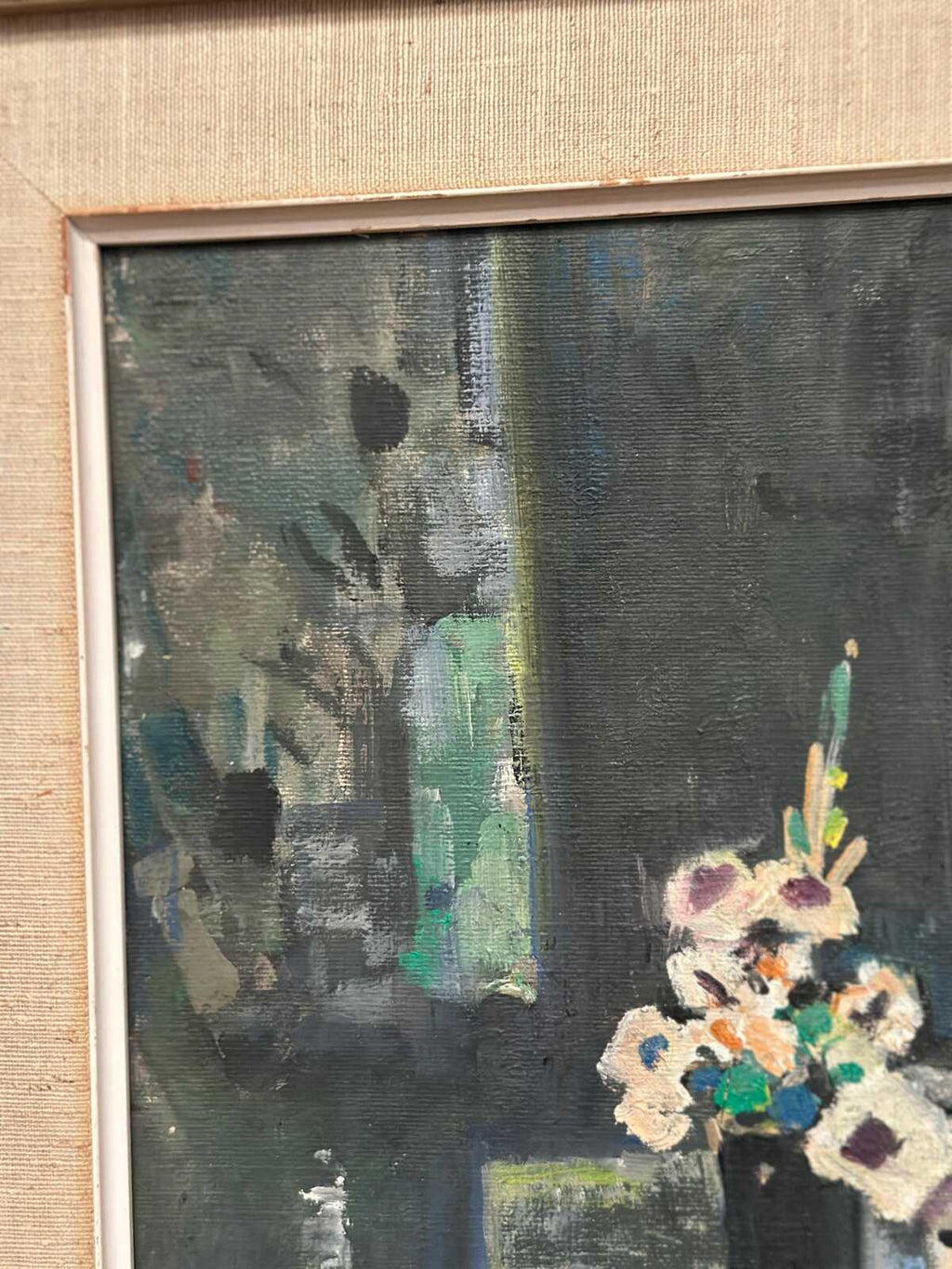 “White Blossom in Black Vase” by Edvin Ollers
