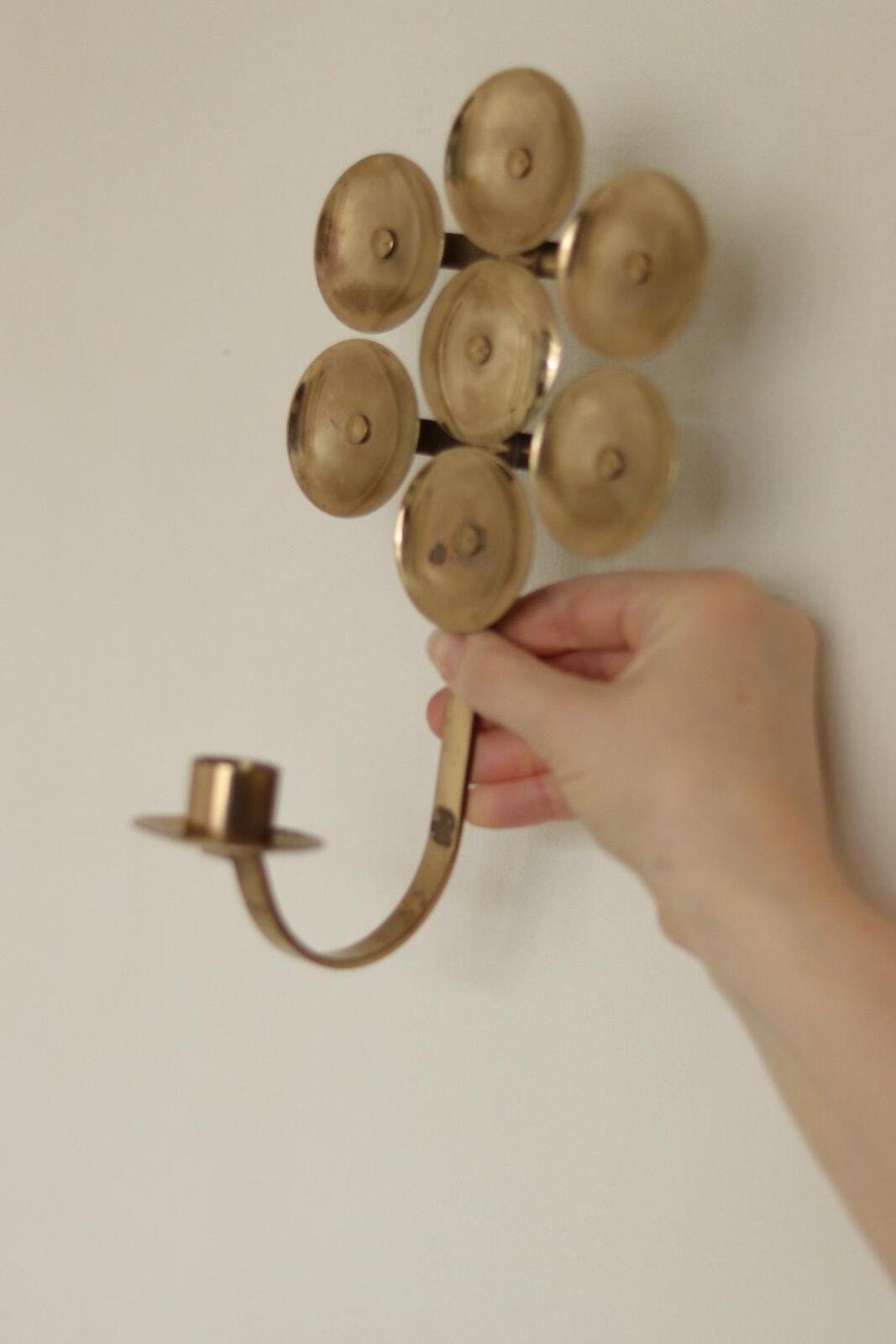 Pair of Mid-Century Sweden Brass Sconces By Kee Mora