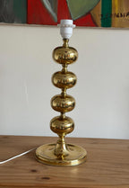 Tall Swedish Brass Bobbin lamps by Aneta