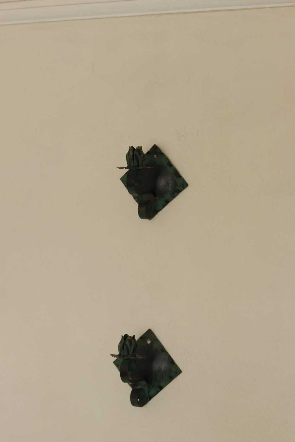 Pair of Vintage Metal/Brass Swedish Verdigris Sconces