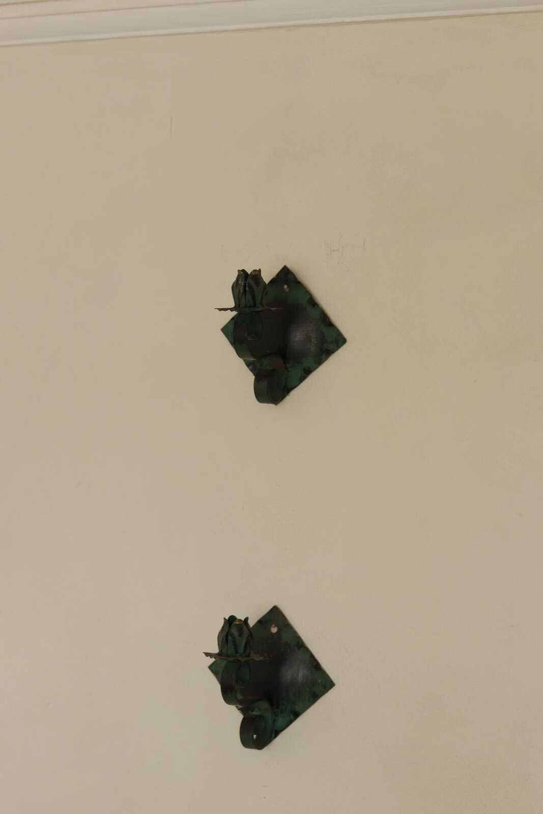 Pair of Vintage Metal/Brass Swedish Verdigris Sconces