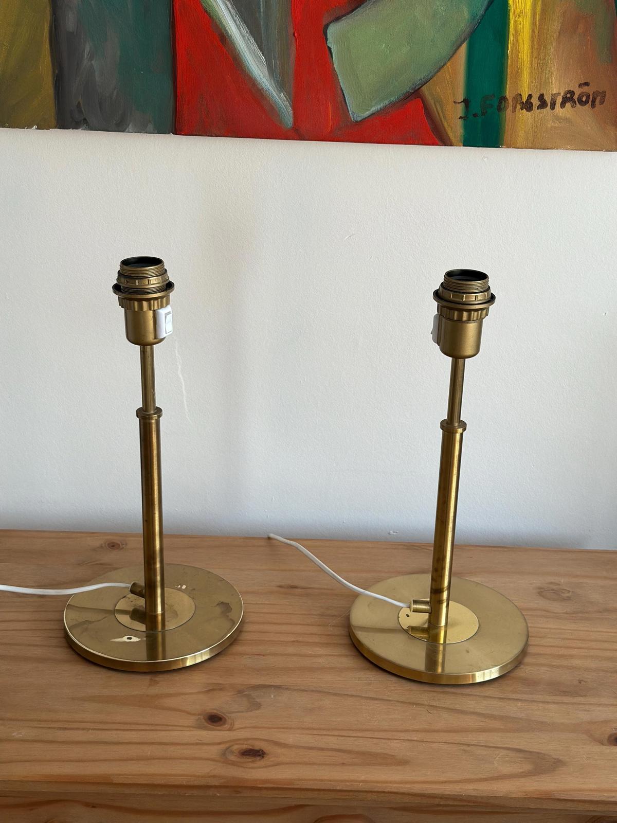 Pair of Mid Century Style Swedish Brass Lamps by Konsethantverk