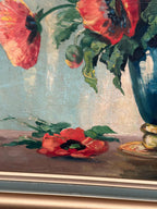“Red Poppies in Blue Vase” by C. Horst