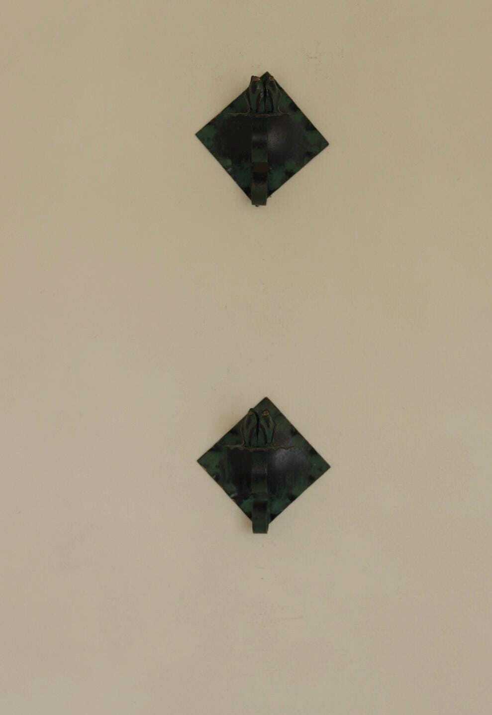 Pair of Vintage Metal/Brass Swedish Verdigris Sconces