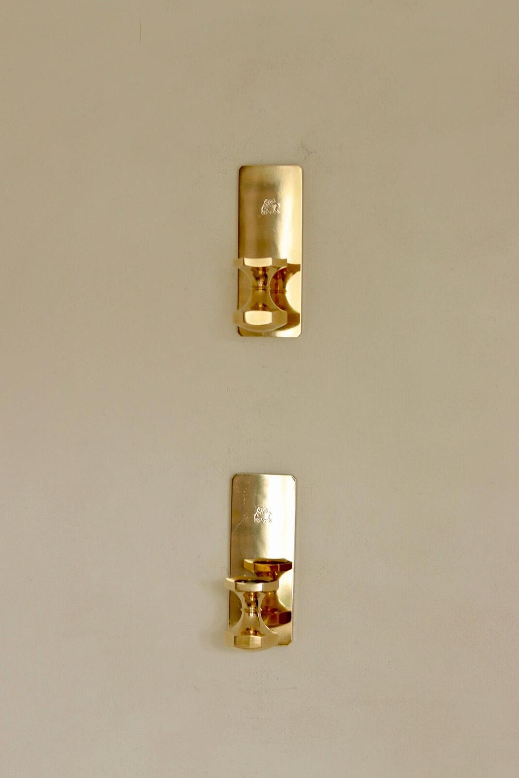 Pair Of Swedish Brass Sconces By GUSUM 1991