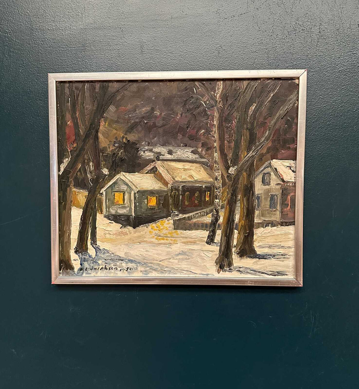 “Winter Landscape with House” by M. L. Jacobson