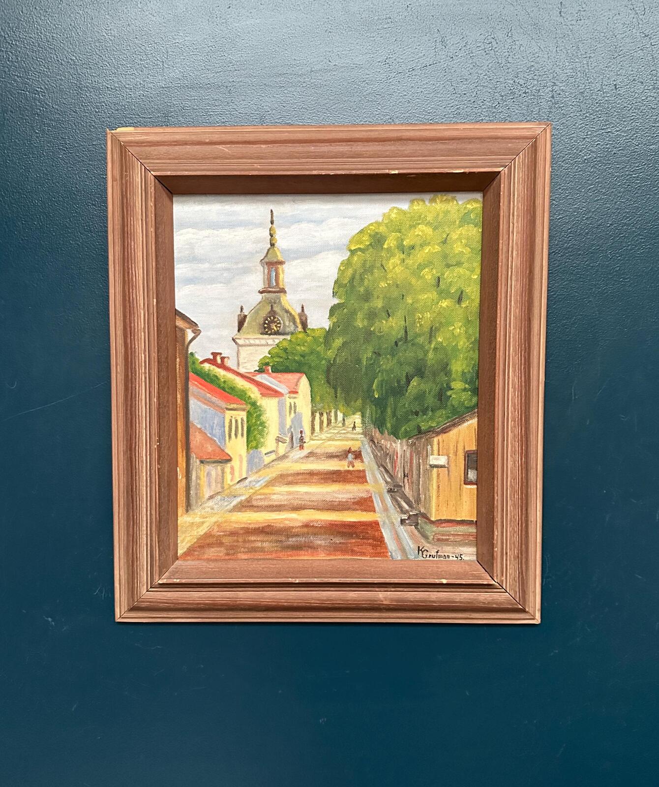 “City Street with Church Tower” by Kerstin Grufman