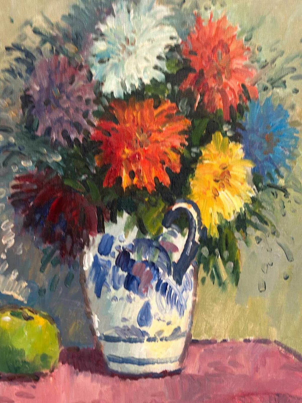 “Asters in Ceramic Vase” by Eric Lundgren