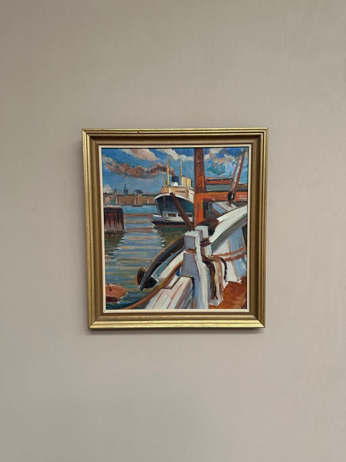 “Steamship in Harbor” By NL