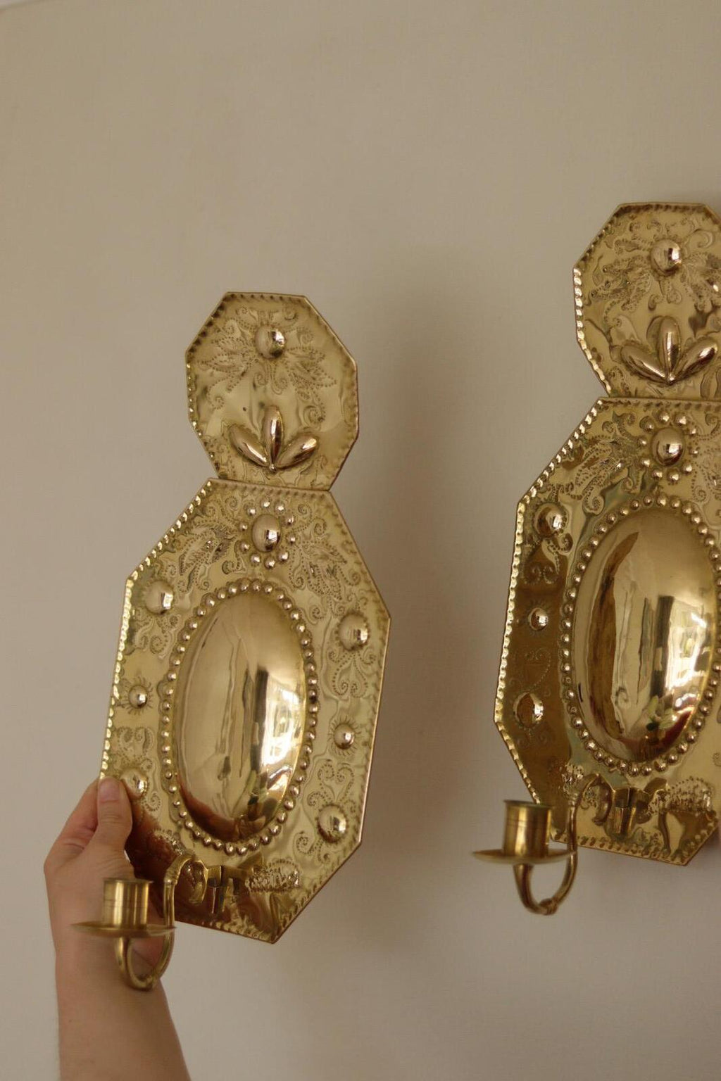 Pair Of Baroque-style Swedish Brass Sconces
