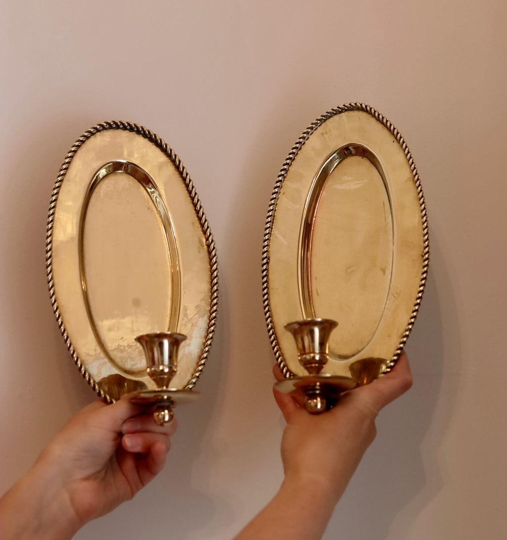 Pair Of Mid Century Swedish Brass Sconces