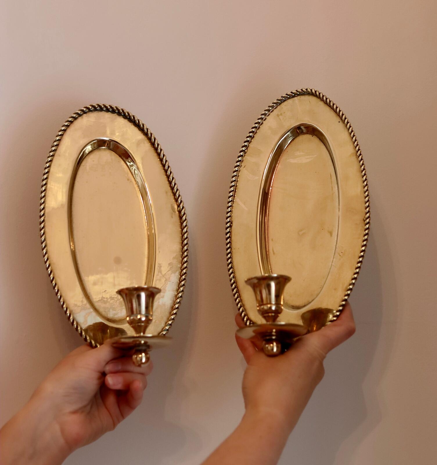 Pair Of Mid Century Swedish Brass Sconces
