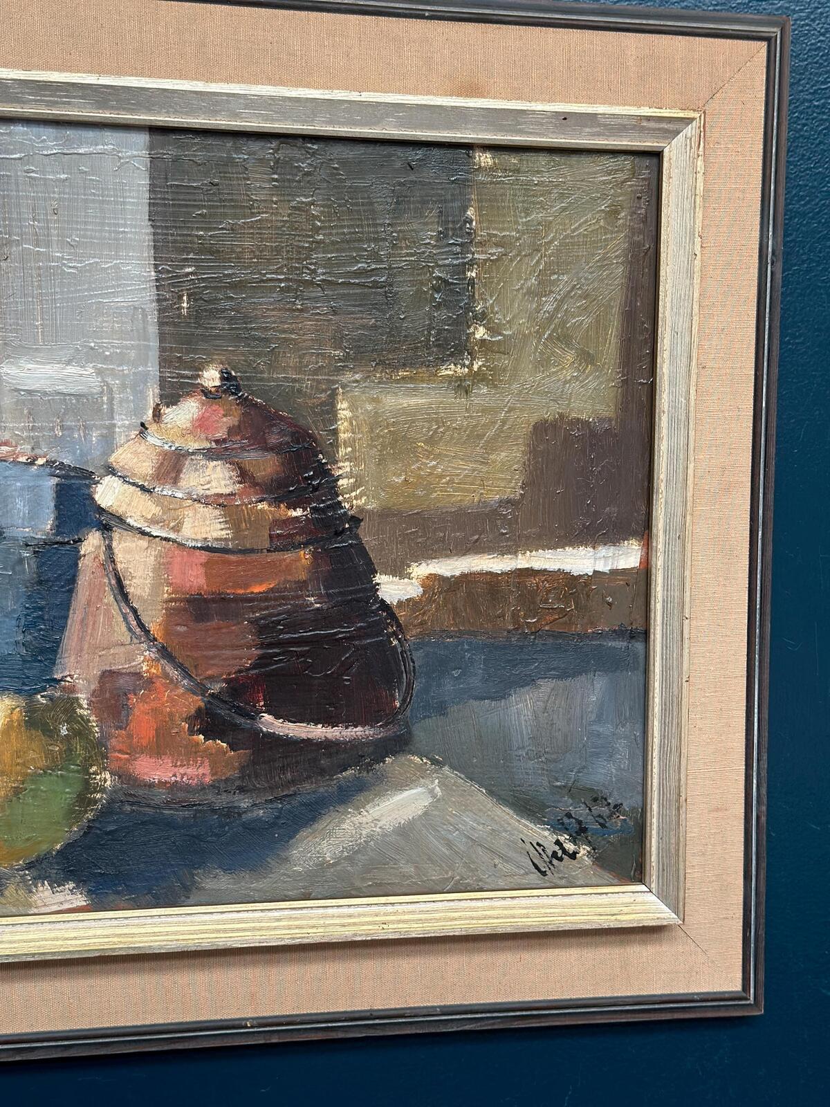 Original Swedish Oil on Panel – “Still Life” Attributed to Åke Wilhelm Andersson –1962 – Vintage & Framed – 63 × 54 cm (24.8" × 21.3")