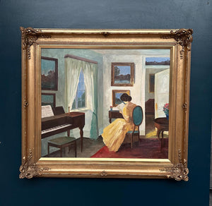 “Interior with Reading Woman” by V. Hansen