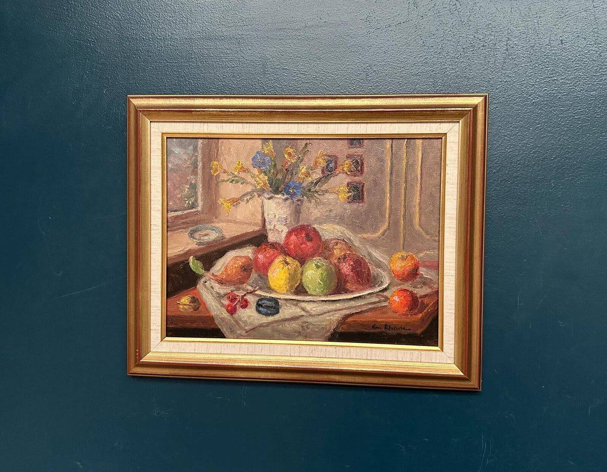 “Still Life with Vase and Fruits” by Christian Rhode