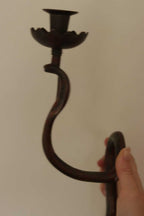 Pair of Egyptian Revival Style Engraved Brass Enameled Cobra Sconces