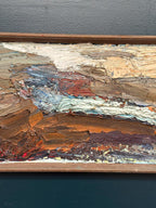 Original Swedish Oil on Canvas – “Abstract Composition”  – Vintage & Framed – 76 × 37 cm (29.9" × 14.6")