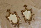 Pair of  Vintage Double Arm Italian Brass Sconces with Mirror