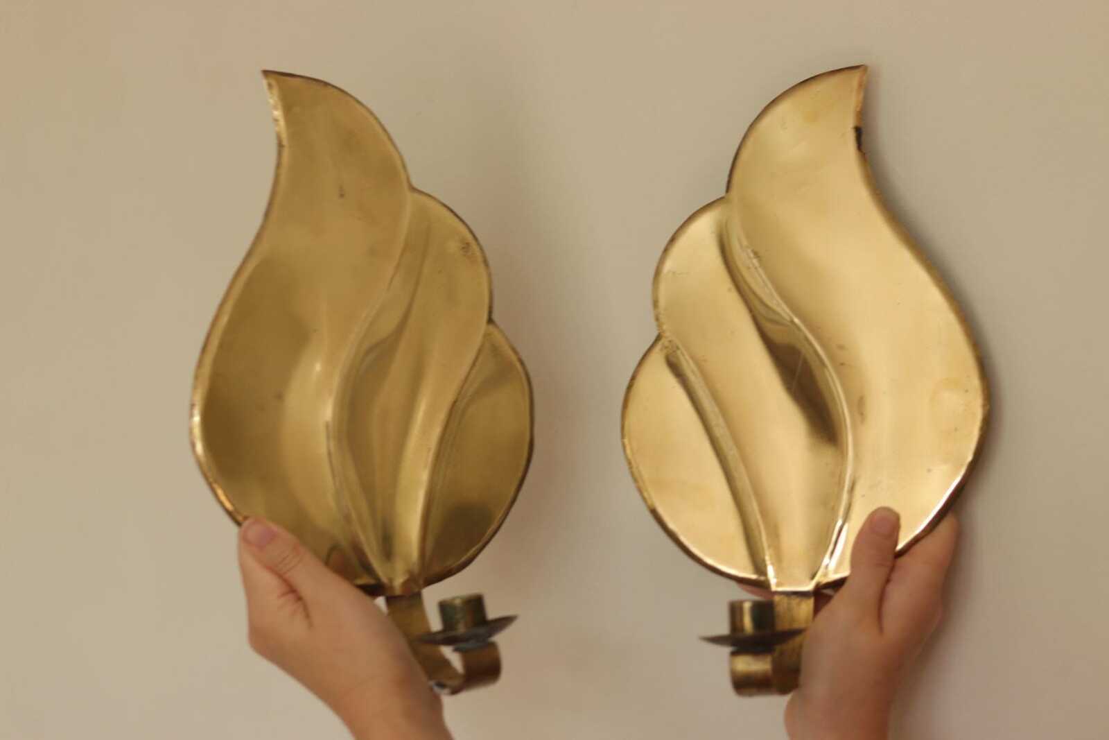 Pair Of Mid Century Swedish Brass Sconces