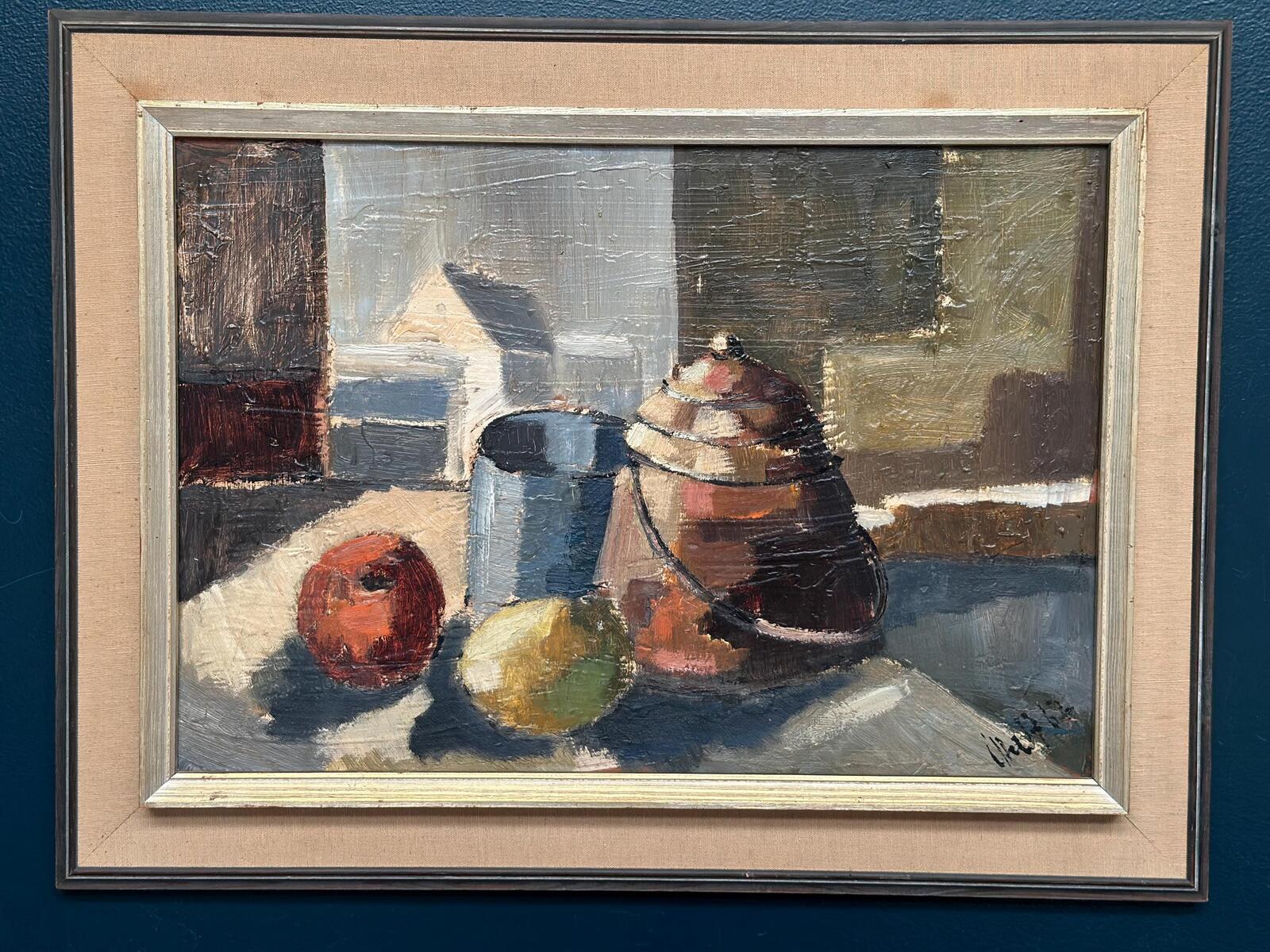 Original Swedish Oil on Panel – “Still Life” Attributed to Åke Wilhelm Andersson –1962 – Vintage & Framed – 63 × 54 cm (24.8" × 21.3")