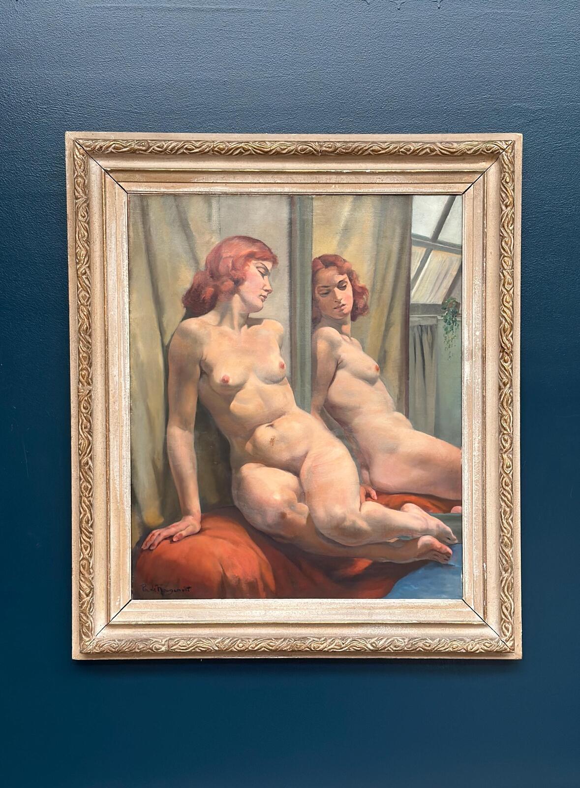 Sittande kvinna vid spegel By Philippe de Rougemont (1891–1965)