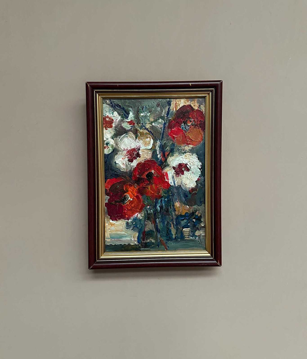 “Red Poppies and White Blossoms” by L. Stokes