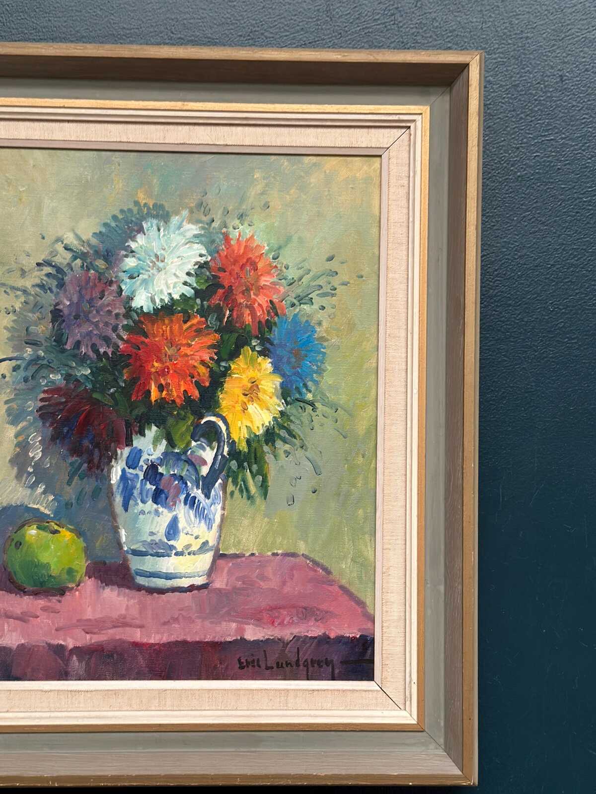 “Asters in Ceramic Vase” by Eric Lundgren