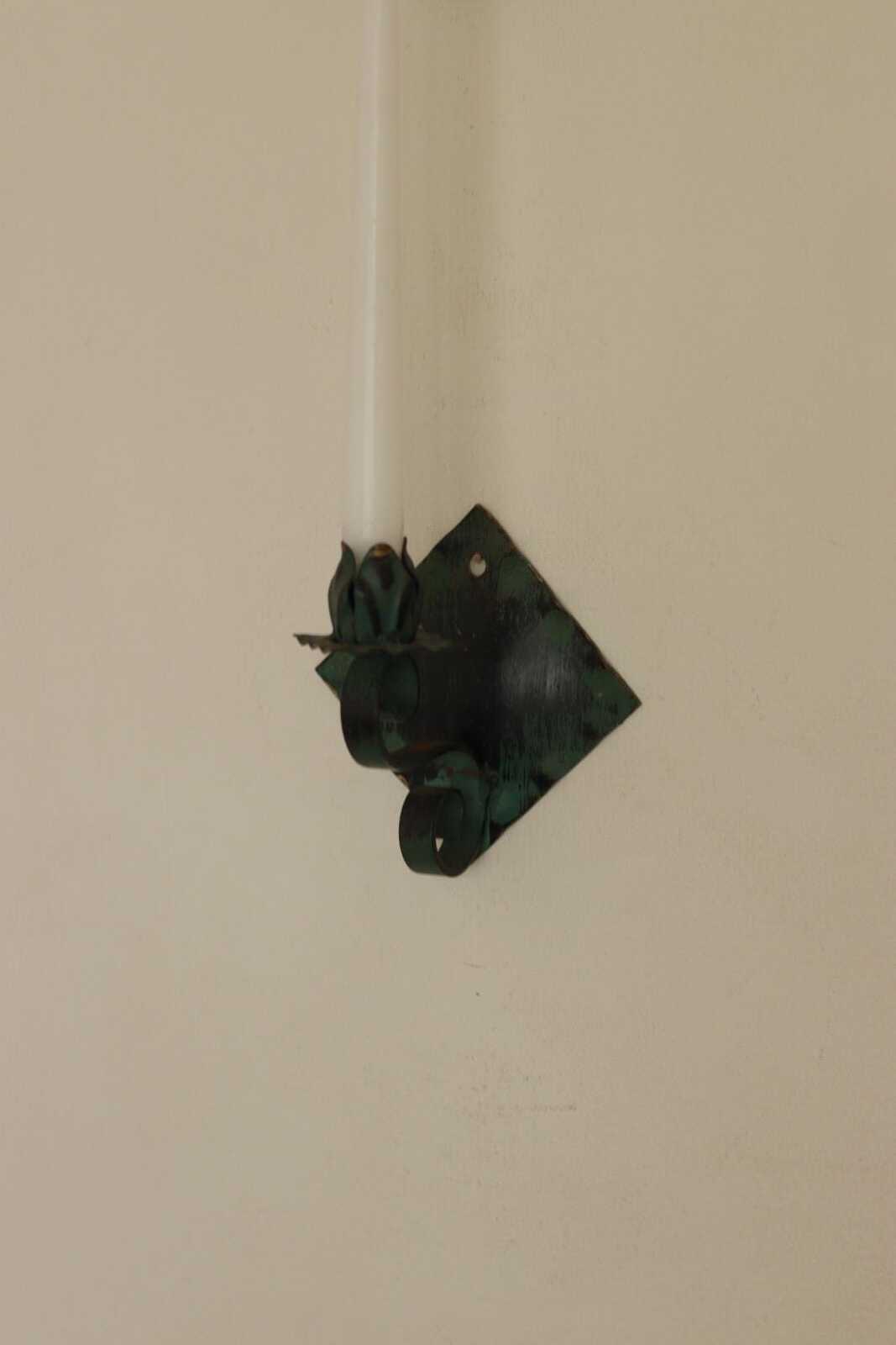Pair of Vintage Metal/Brass Swedish Verdigris Sconces