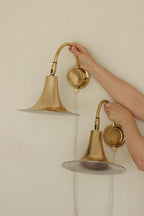Danish 1960's Pair of Statement Trump Shape Lights in Brass, designed by Börje Claes for Norlett Elit.