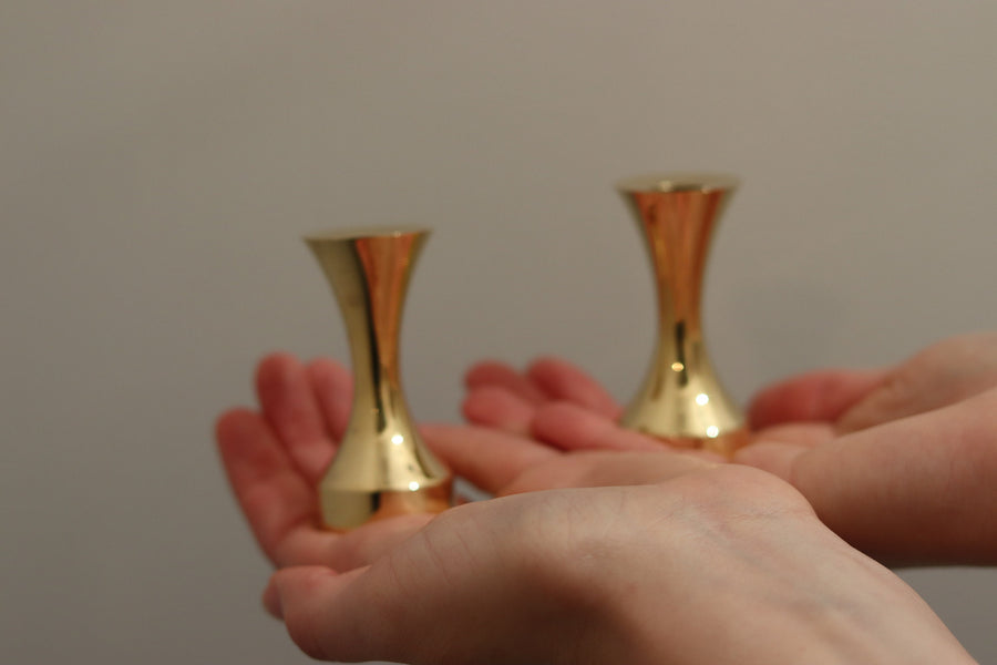 A Pair of Swedish Mid-Century GUSUM Candlestick Holder Noah Ancienne
